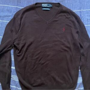 Polo Ralph Lauren brown Pima cotton V-neck sweater